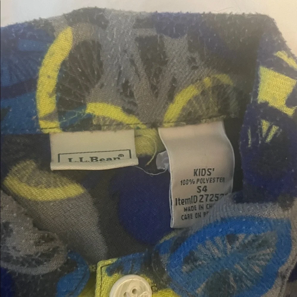 L.L. Bean Kids Flannel Pajama Set - Blue and Yellow Bicycle Print